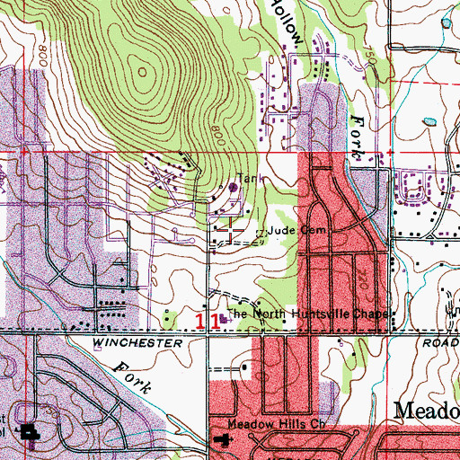 Topographic Map of Cherokee Hills, AL