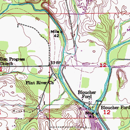 Topographic Map of Clutches Fork (historical), AL