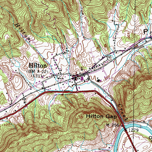 Topographic Map of Hiltons, VA