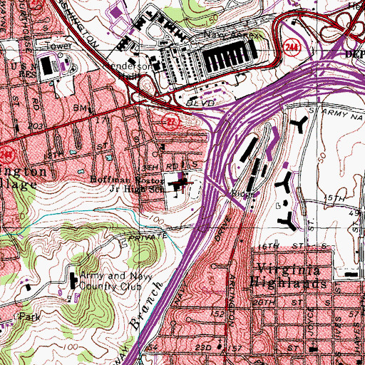 Topographic Map of Hoffman - Boston Elementary School, VA