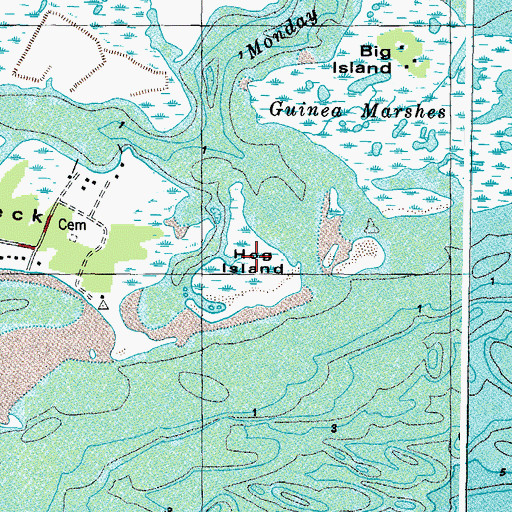 Topographic Map of Hog Island, VA