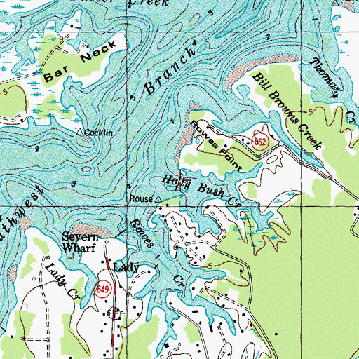 Topographic Map of Holly Bush Creek, VA