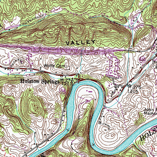 Topographic Map of Holston Springs, VA