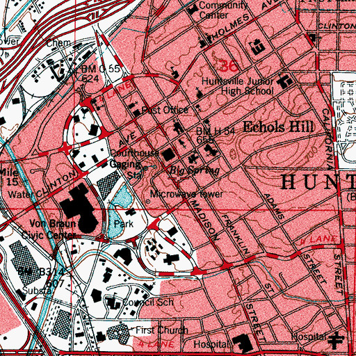 Topographic Map of Constitution Hall Park, AL