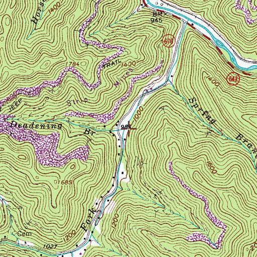 Topographic Map of Horse Branch, VA