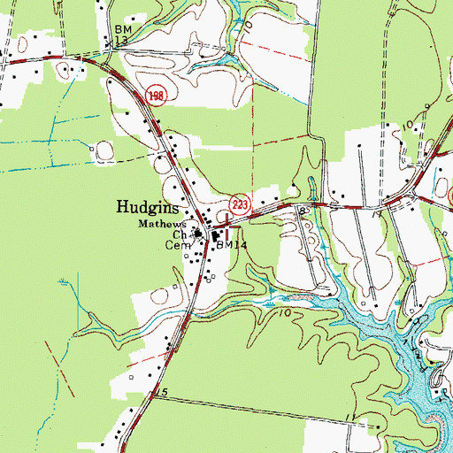 Topographic Map of Hudgins, VA
