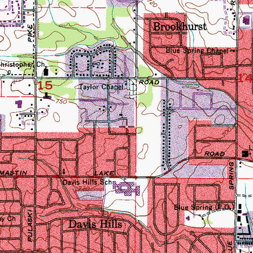 Topographic Map of Davis Hills Estates, AL