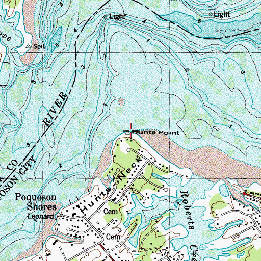Topographic Map of Hunts Point, VA