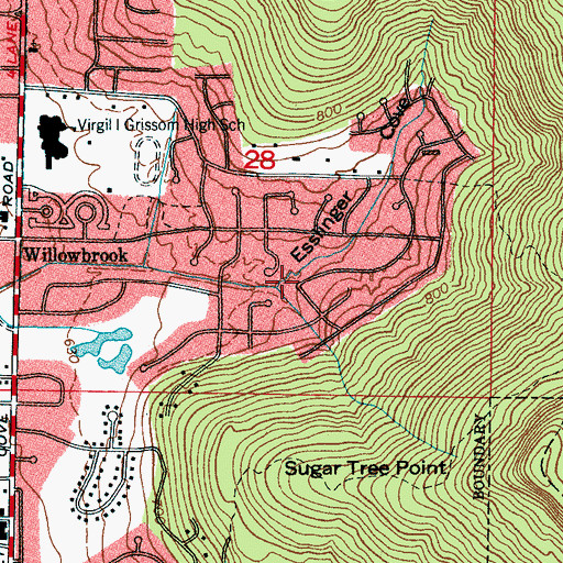 Topographic Map of Double Tree, AL