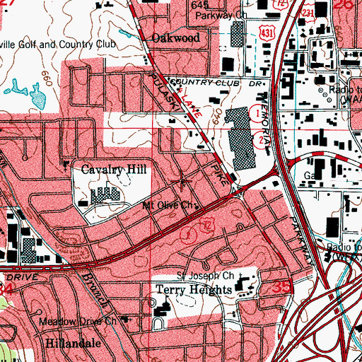 Topographic Map of Douglas Tabernacle, AL