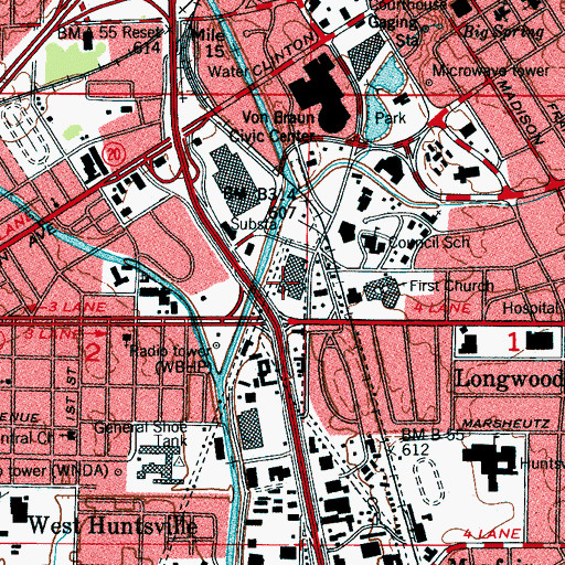 Topographic Map of Dunnavants Mall Shopping Center, AL