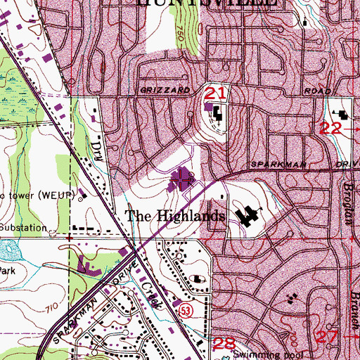 Topographic Map of Ed White Middle School, AL