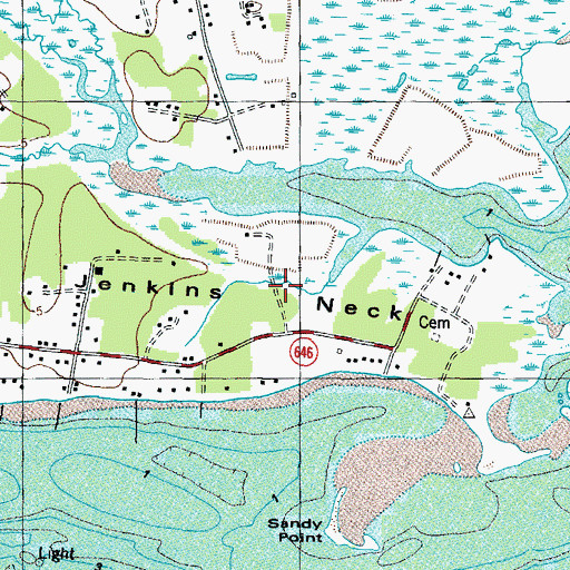 Topographic Map of Jenkins Neck, VA