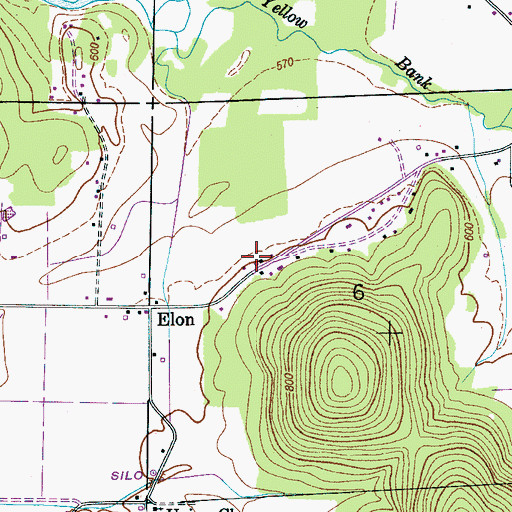 Topographic Map of Elon Church, AL