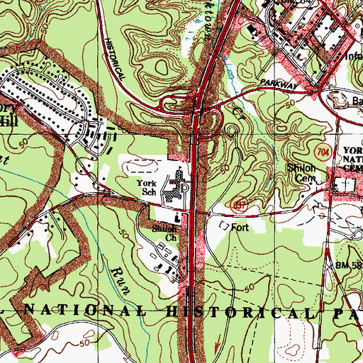 Topographic Map of Johnson School, VA
