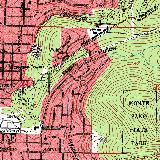 Topographic Map of Fagen Springs Estates, AL