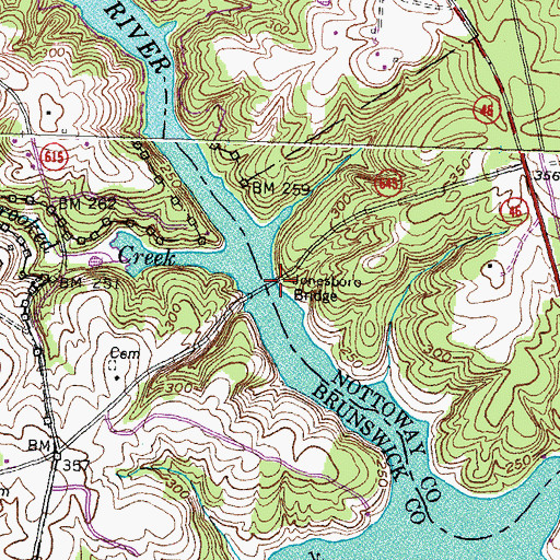 Topographic Map of Jonesboro Bridge, VA