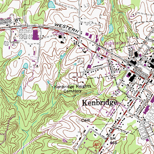Topographic Map of Kenbridge Heights Cemetery, VA