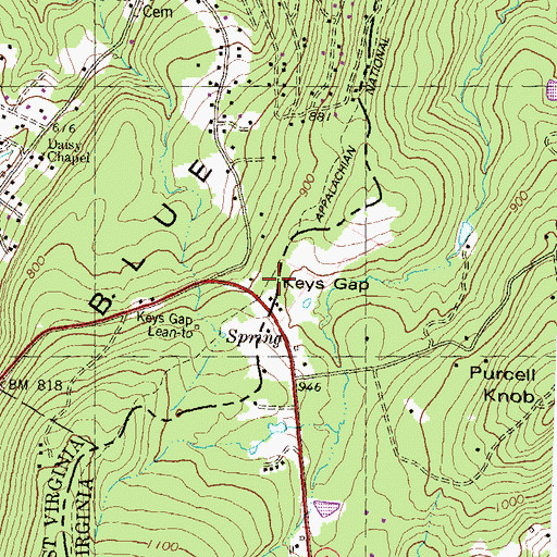 Topographic Map of Keys Gap, VA