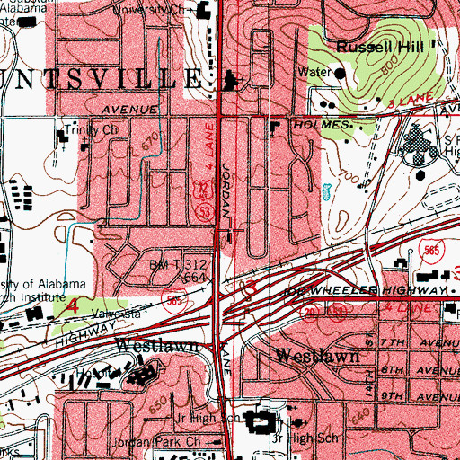 Topographic Map of First Freewill Baptist Church, AL