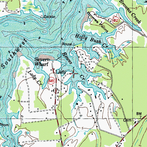 Topographic Map of Lady, VA