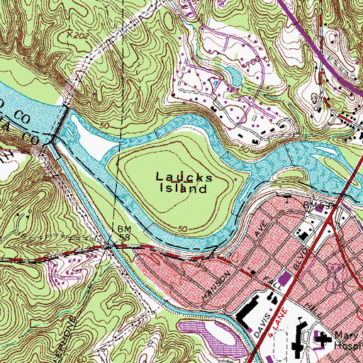 Topographic Map of Laucks Island, VA