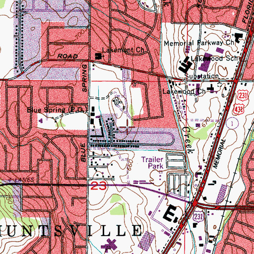 Topographic Map of Glen Park, AL