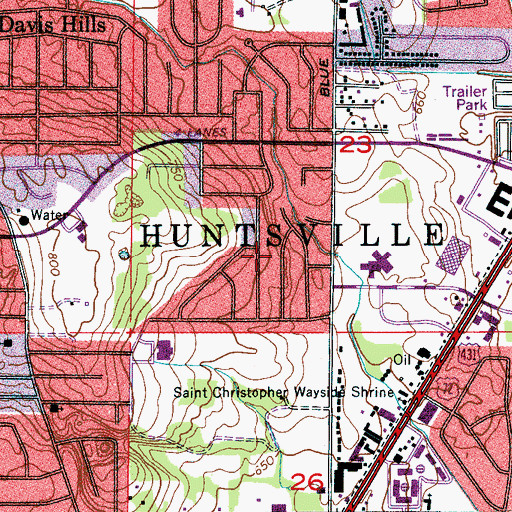 Topographic Map of Greenhill, AL