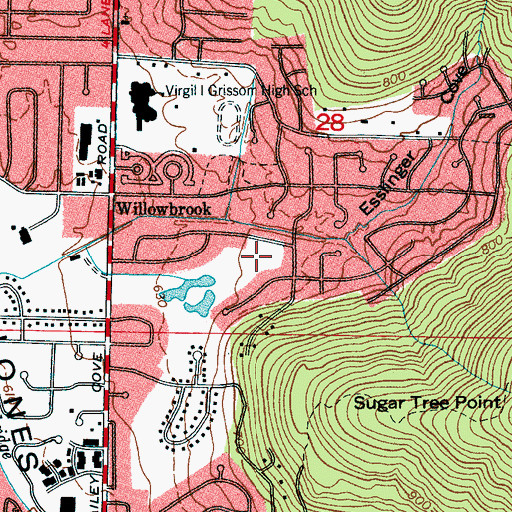 Topographic Map of Grissom Park, AL