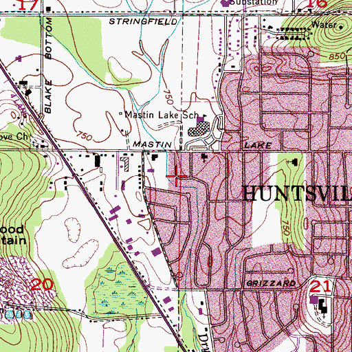 Topographic Map of Grove Park, AL