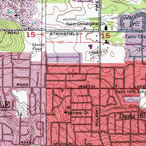 Topographic Map of Grove View Acres, AL