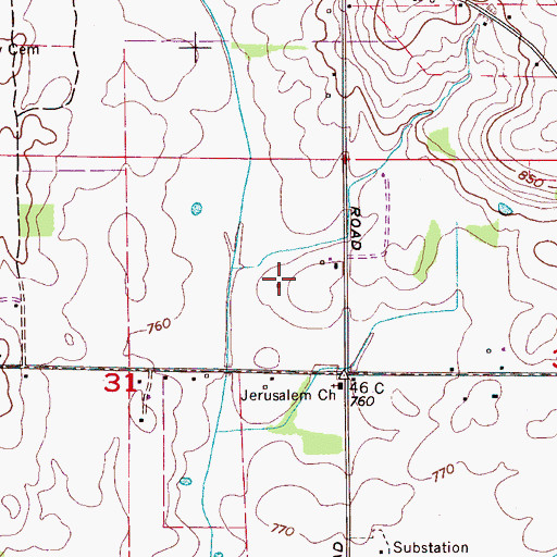 Topographic Map of Hammond-Roult Cemetery, AL