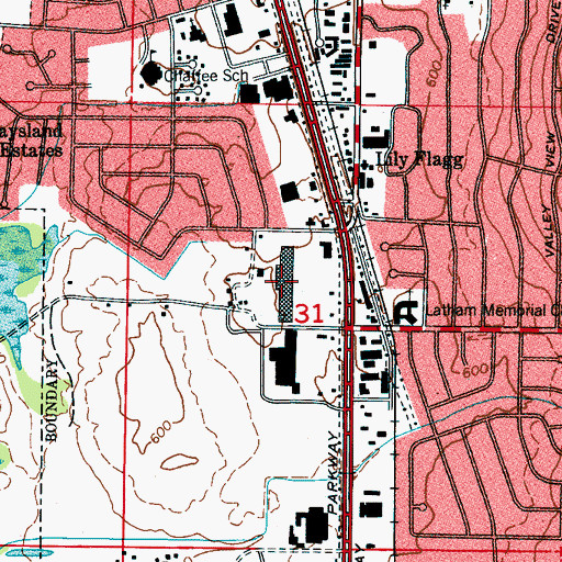 Topographic Map of Haysland Square Shopping Center, AL