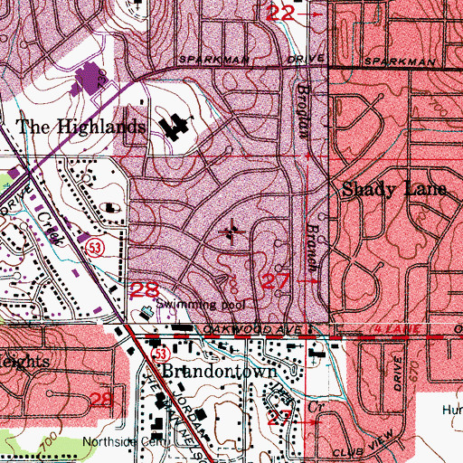 Topographic Map of Highlands Methodist Church, AL