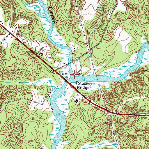 Topographic Map of Little Totuskey Creek, VA