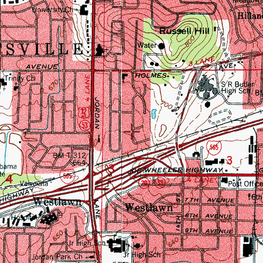 Topographic Map of Hillmont, AL