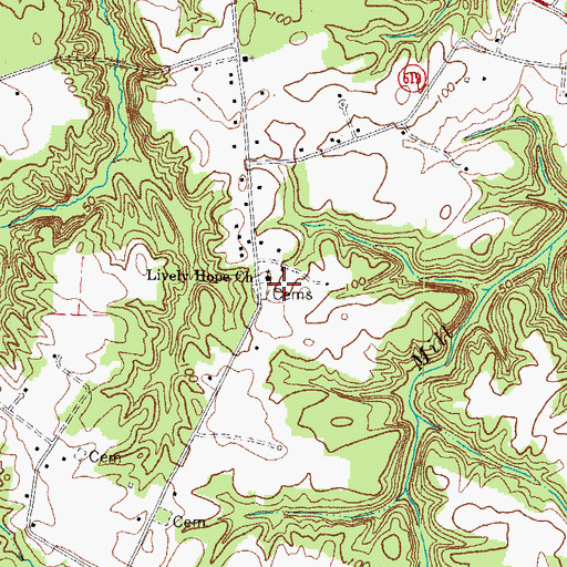 Topographic Map of Lively Hope Church, VA