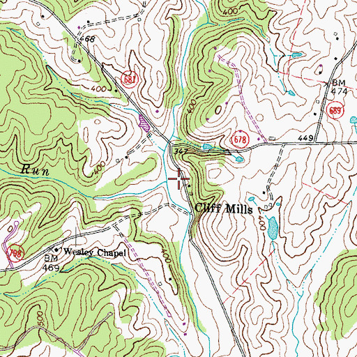 Topographic Map of Locust Run, VA