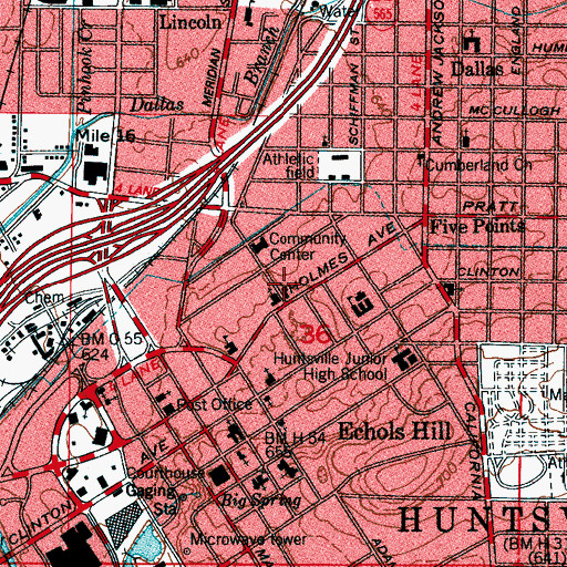 Topographic Map of Holmes Street Methodist Church, AL