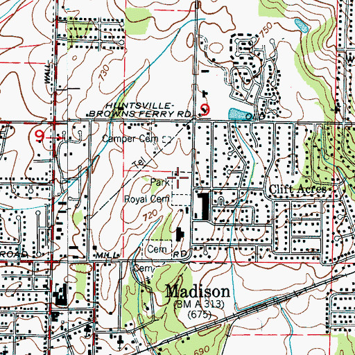 Topographic Map of Hughs Park, AL