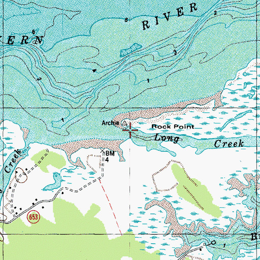 Topographic Map of Long Creek, VA
