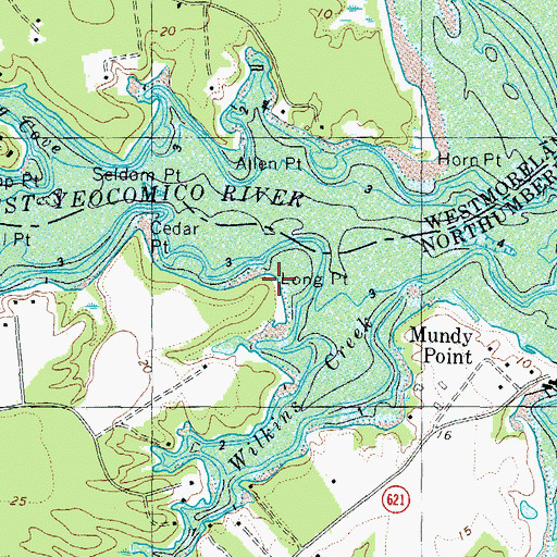Topographic Map of Long Point, VA