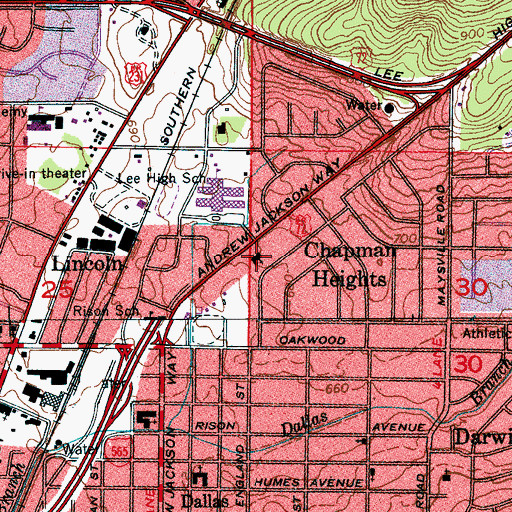 Topographic Map of Huntsville Bible Church, AL