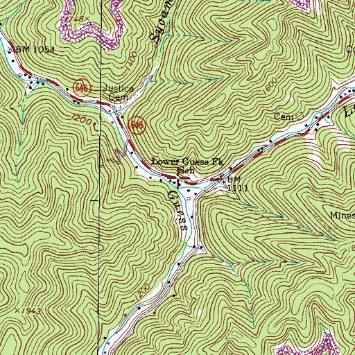 Topographic Map of Lower Guess Fork School, VA