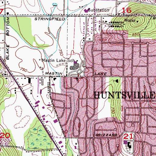Topographic Map of Huntsville Free Methodist Church, AL