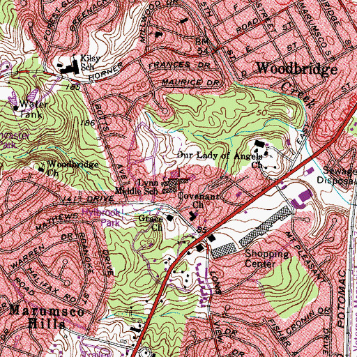 Topographic Map of Fred M Lynn Middle School, VA