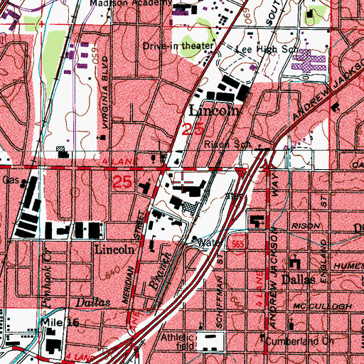 Topographic Map of Huntsville Industrial Center, AL