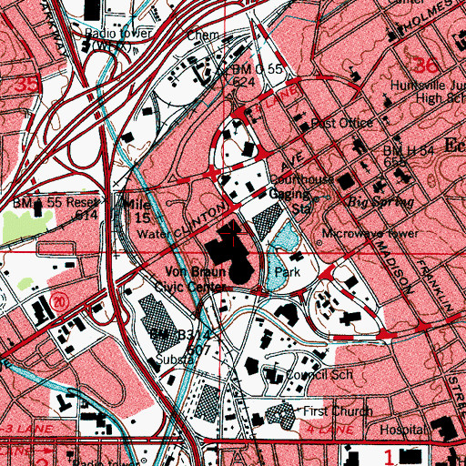 Topographic Map of Huntsville Museum of Arts, AL
