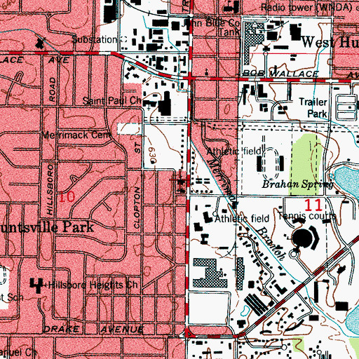 Topographic Map of Huntsville Park Baptist Church, AL