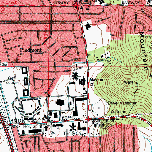 Topographic Map of Whitesburg Gardens Health Care Center, AL